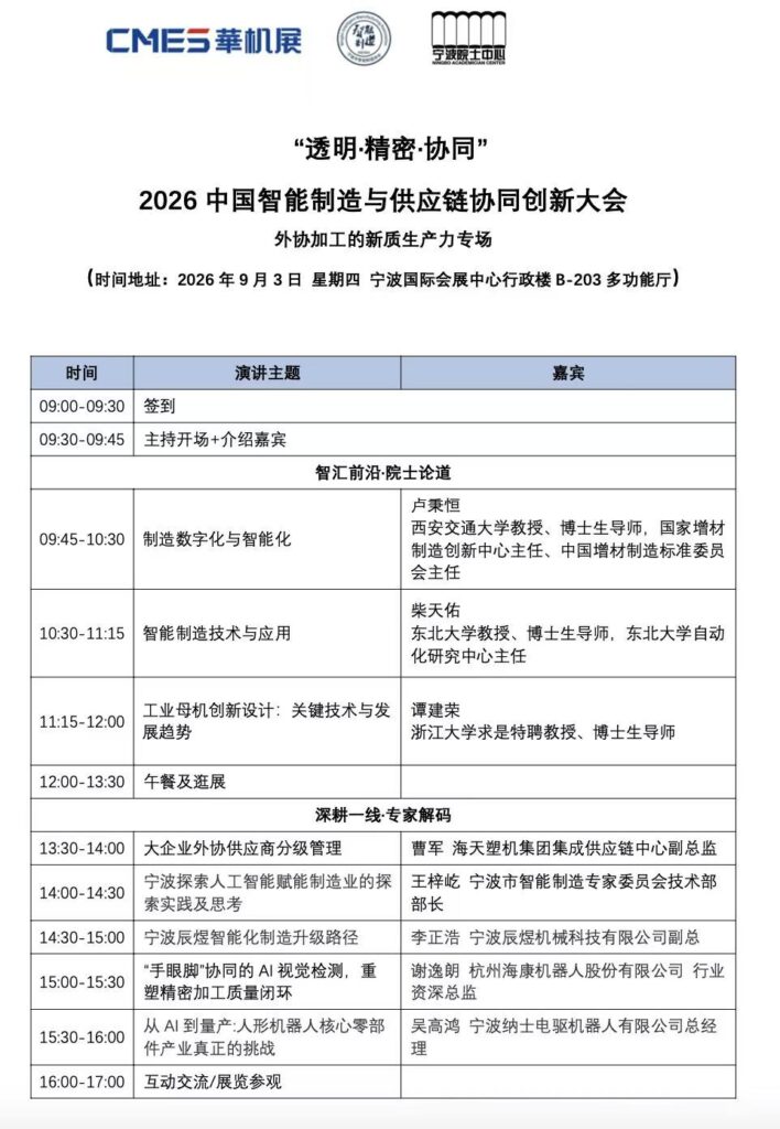 院士天团领衔，全产业链齐聚，2026中国智能制造与供应链协同创新大会圆满举办！-华机展